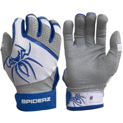 2022 Spiderz PRO Model Batting Gloves: White/Royal Blue