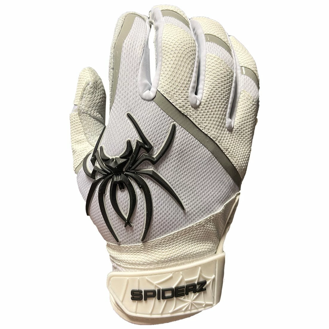 2023 Spiderz Pro Model Batting Gloves: White/Black/Silver 4 2023 Spiderz Pro Model Batting Gloves: White/Black/Silver - Image 2