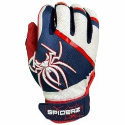 2023 Spiderz Pro Model Batting Gloves: White/Red/Navy -Cheap Baseball Bats Store 2023SpiderzProModelBattingGloves White Red Navy2023SpiderzProModelBattingGloves White Red Navy 1
