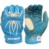 2023 Spiderz HYBRID Batting Gloves: Columbia Blue/White -Cheap Baseball Bats Store 22CarolinaWhite