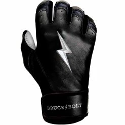 Bruce Bolt PREMIUM PRO Chrome Series Short Cuff Batting Gloves: Black -Cheap Baseball Bats Store BB SC CHRB4