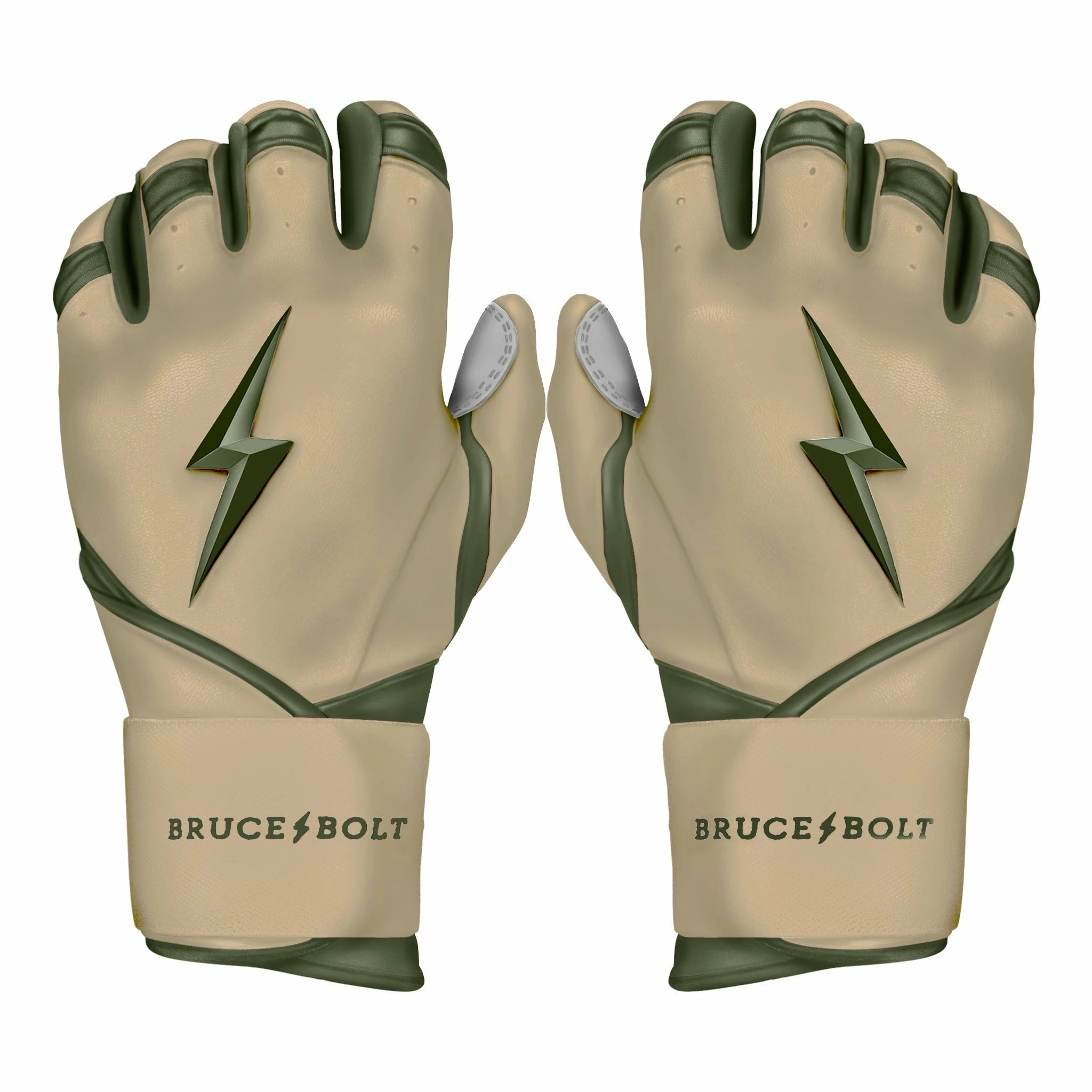 Bruce Bolt Premium Pro Military Series Long Cuff Batting Gloves: Beige 2 Bruce Bolt Premium Pro Military Series Long Cuff Batting Gloves: Beige