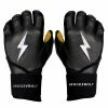 Bruce Bolt PREMIUM PRO Long Cuff Batting Gloves: Black -Cheap Baseball Bats Store LC BLKG HERO