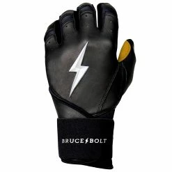 Bruce Bolt PREMIUM PRO Long Cuff Batting Gloves: Black -Cheap Baseball Bats Store LC BLKG LEFT