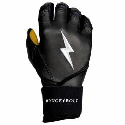 Bruce Bolt PREMIUM PRO Long Cuff Batting Gloves: Black -Cheap Baseball Bats Store LC BLKG RIGHT