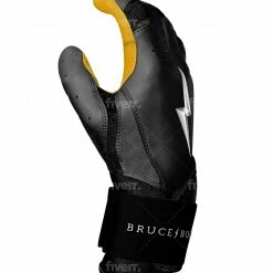 Bruce Bolt PREMIUM PRO Long Cuff Batting Gloves: Black -Cheap Baseball Bats Store LC BLKG SIDE scaled