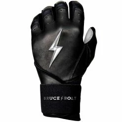 Bruce Bolt PREMIUM PRO Chrome Series Long Cuff Batting Gloves: Black -Cheap Baseball Bats Store LC CHRB LEFT