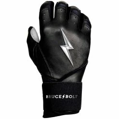 Bruce Bolt PREMIUM PRO Chrome Series Long Cuff Batting Gloves: Black -Cheap Baseball Bats Store LC CHRB RIGHT