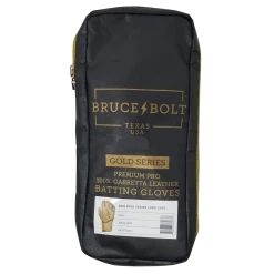 Bruce Bolt PREMIUM PRO Gold Series Batting Gloves: Long Cuff -Cheap Baseball Bats Store LC GLD BAG