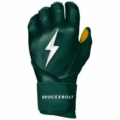 Bruce Bolt PREMIUM PRO Long Cuff Batting Gloves: Green -Cheap Baseball Bats Store LC GRNG LEFT