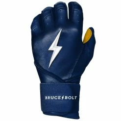 Bruce Bolt PREMIUM PRO Long Cuff Batting Gloves: Navy -Cheap Baseball Bats Store LC NVYG LEFT