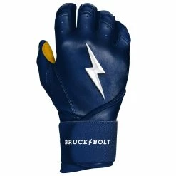 Bruce Bolt PREMIUM PRO Long Cuff Batting Gloves: Navy -Cheap Baseball Bats Store LC NVYG RIGHT