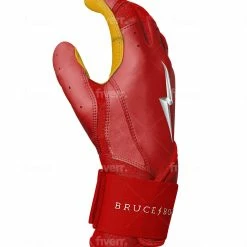 Bruce Bolt PREMIUM PRO Long Cuff Batting Gloves: Red -Cheap Baseball Bats Store LC REDG SIDE scaled
