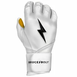 Bruce Bolt PREMIUM PRO Long Cuff Batting Gloves: White -Cheap Baseball Bats Store LC WHTG RIGHT