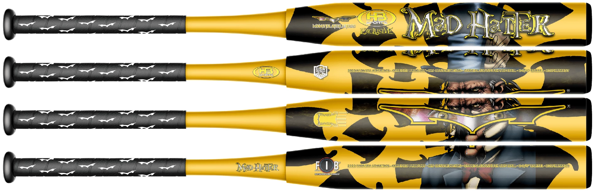Monsta Athletics 2022 Monsta Mad Hatter "Gold" 12.5" USA/ASA Slowpitch Softball Bat: Collectors Edition 8 Monsta Athletics 2022 Monsta Mad Hatter "Gold" 12.5" USA/ASA Slowpitch Softball Bat: Collectors Edition - Image 6