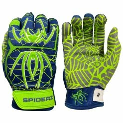 2021 Spiderz HYBRID Small Batch Batting Gloves: Navy Blue/Safety Green/White
