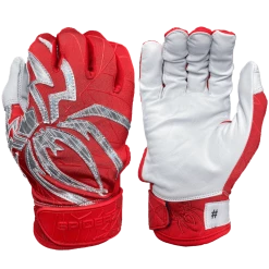 2022 Spiderz PRIZM Batting Gloves: Red/Silver