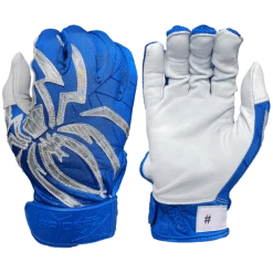 2022 Spiderz PRIZM Batting Gloves: Royal Blue/Silver