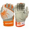 2022 Spiderz PRO Model Batting Gloves: White/Orange -Cheap Baseball Bats Store PROWhiteOrange