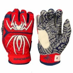 2021 Spiderz HYBRID Batting Gloves: Red/Navy Blue/White