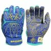 2021 Spiderz HYBRID Small Batch Batting Gloves: Royal/Turquoise/Yellow -Cheap Baseball Bats Store RoyalBlueYellowTurquoise