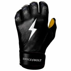 Bruce Bolt PREMIUM PRO Short Cuff Batting Gloves: Black -Cheap Baseball Bats Store SC BLKG LEFT
