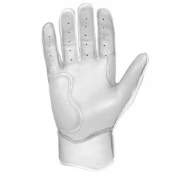 Bruce Bolt PREMIUM PRO Chrome Series Short Cuff Batting Gloves: White -Cheap Baseball Bats Store SC CHRW PALM