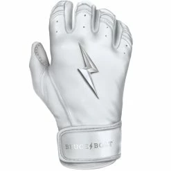 Bruce Bolt PREMIUM PRO Chrome Series Short Cuff Batting Gloves: White -Cheap Baseball Bats Store SC CHRW RIGHT