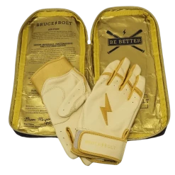Bruce Bolt PREMIUM PRO Gold Series Batting Gloves: Short Cuff -Cheap Baseball Bats Store SC GLD BAG2