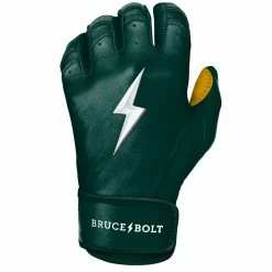 Bruce Bolt PREMIUM PRO Short Cuff Batting Gloves: GREEN -Cheap Baseball Bats Store SC GRNG LEFT