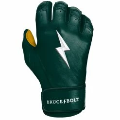 Bruce Bolt PREMIUM PRO Short Cuff Batting Gloves: GREEN -Cheap Baseball Bats Store SC GRNG RIGHT