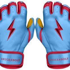 Bruce Bolt PREMIUM PRO BADER Series Short Cuff Batting Gloves: Baby Blue