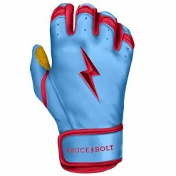 Bruce Bolt PREMIUM PRO BADER Series Short Cuff Batting Gloves: Baby Blue -Cheap Baseball Bats Store SC HBB RIGHT