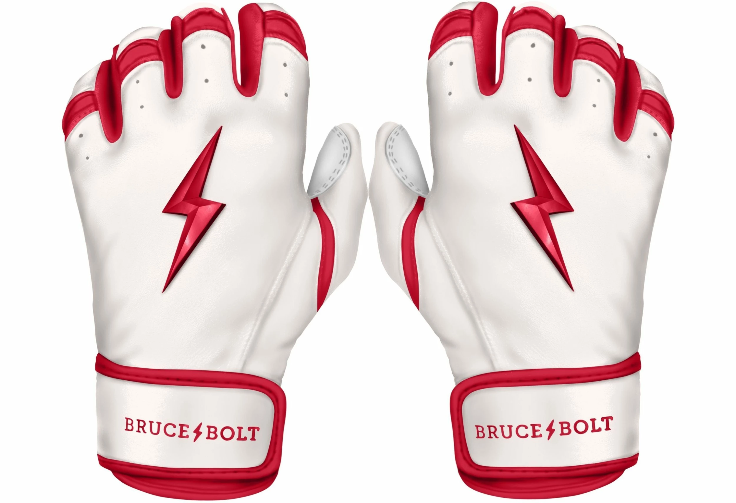 Bruce Bolt PREMIUM PRO BADER Series Short Cuff Batting Gloves: White 3 Bruce Bolt PREMIUM PRO BADER Series Short Cuff Batting Gloves: White