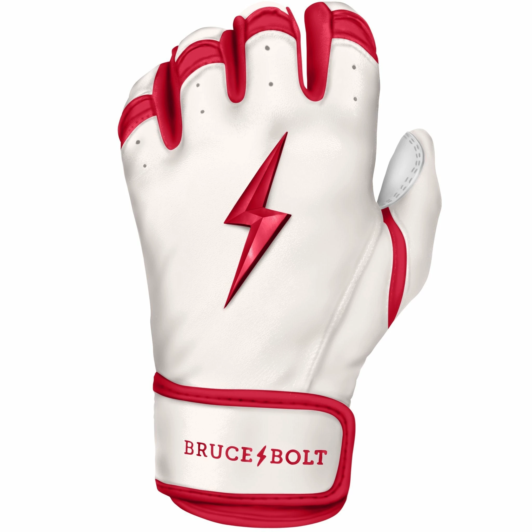 Bruce Bolt PREMIUM PRO BADER Series Short Cuff Batting Gloves: White 4 Bruce Bolt PREMIUM PRO BADER Series Short Cuff Batting Gloves: White - Image 2