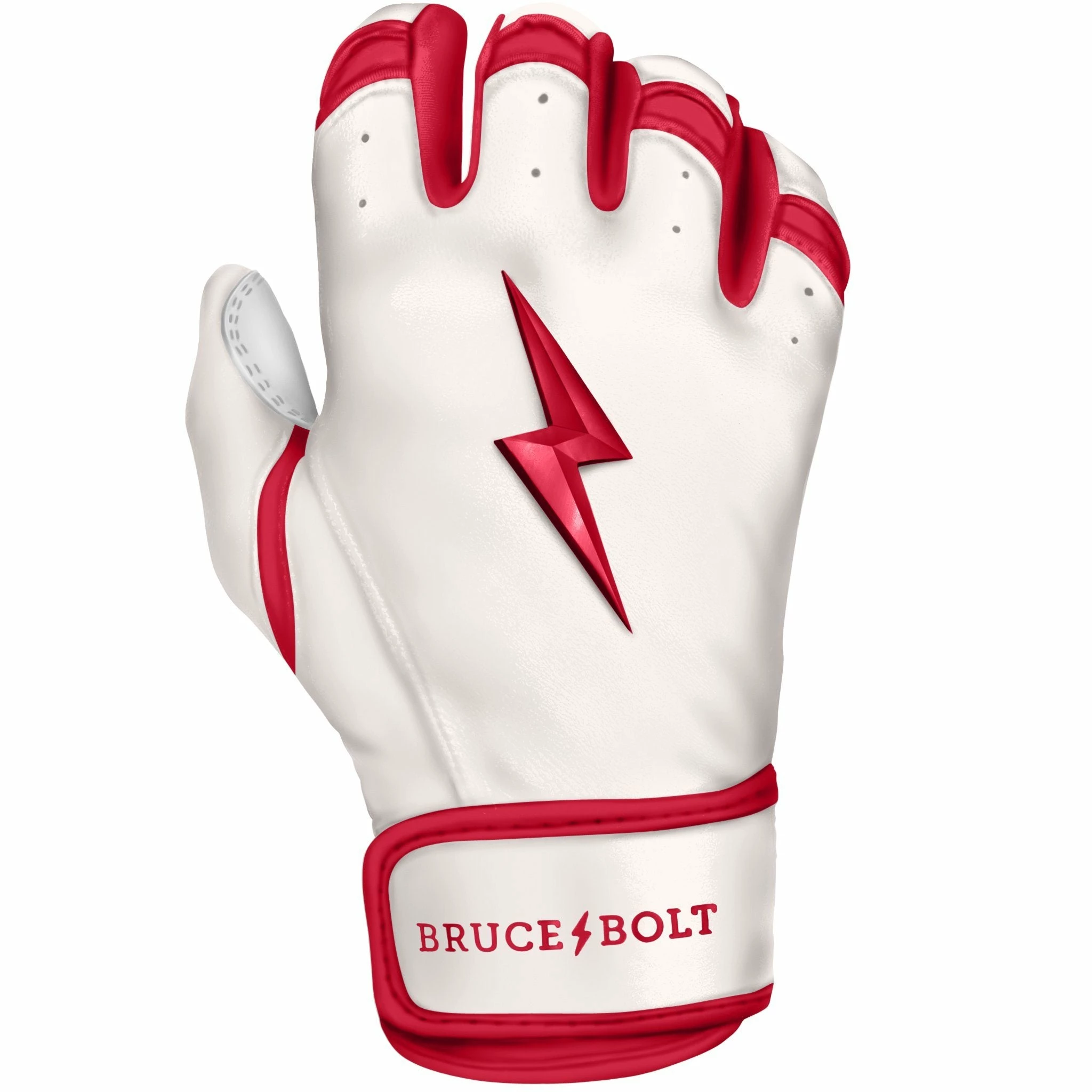Bruce Bolt PREMIUM PRO BADER Series Short Cuff Batting Gloves: White 6 Bruce Bolt PREMIUM PRO BADER Series Short Cuff Batting Gloves: White - Image 4