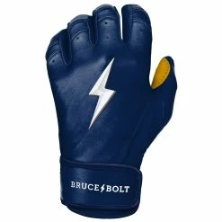 Bruce Bolt PREMIUM PRO Short Cuff Batting Gloves: Navy -Cheap Baseball Bats Store SC NVYG LEFT.