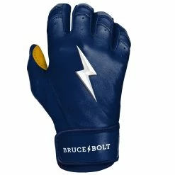 Bruce Bolt PREMIUM PRO Short Cuff Batting Gloves: Navy -Cheap Baseball Bats Store SC NVYG RIGHT.