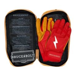 Bruce Bolt PREMIUM PRO Short Cuff Batting Gloves: Red -Cheap Baseball Bats Store SC REDG BAG2