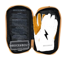 Bruce Bolt PREMIUM PRO Short Cuff Batting Gloves: White -Cheap Baseball Bats Store SC WHTG BAG2