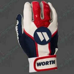 Worth Adult Red, White, And Blue Team Batting Gloves: WBATGL-RWB 7 Worth Adult Red, White, And Blue Team Batting Gloves: WBATGL-RWB -Cheap Baseball Bats Store WORTHBGRWB