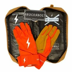 Bruce Bolt PREMIUM PRO Long Cuff Batting Gloves: Orange -Cheap Baseball Bats Store premium pro long cuff batting gloves orange brucebolt 341009