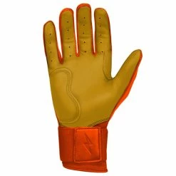 Bruce Bolt PREMIUM PRO Long Cuff Batting Gloves: Orange -Cheap Baseball Bats Store premium pro long cuff batting gloves orange brucebolt 813600