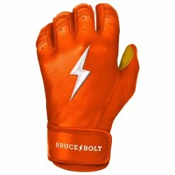 Bruce Bolt PREMIUM PRO Short Cuff Batting Gloves: Orange -Cheap Baseball Bats Store premium pro short cuff batting gloves orange brucebolt 128747