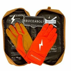 Bruce Bolt PREMIUM PRO Short Cuff Batting Gloves: Orange -Cheap Baseball Bats Store premium pro short cuff batting gloves orange brucebolt 666699